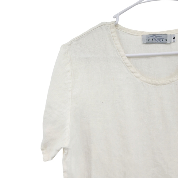 Willow Women's 100% Linen Short Sleeves Boxy Tee Lagenlook - S - Picture 2 of 6